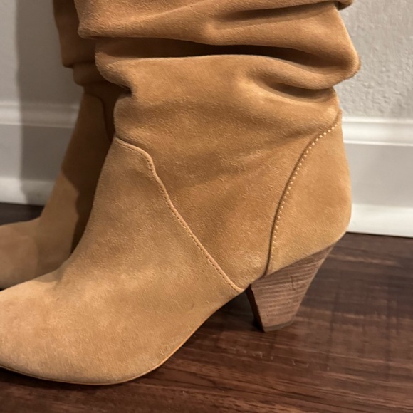 Camel Suede Scrunchie Boot Women's Pull up Boots - Picture 8 of 11
